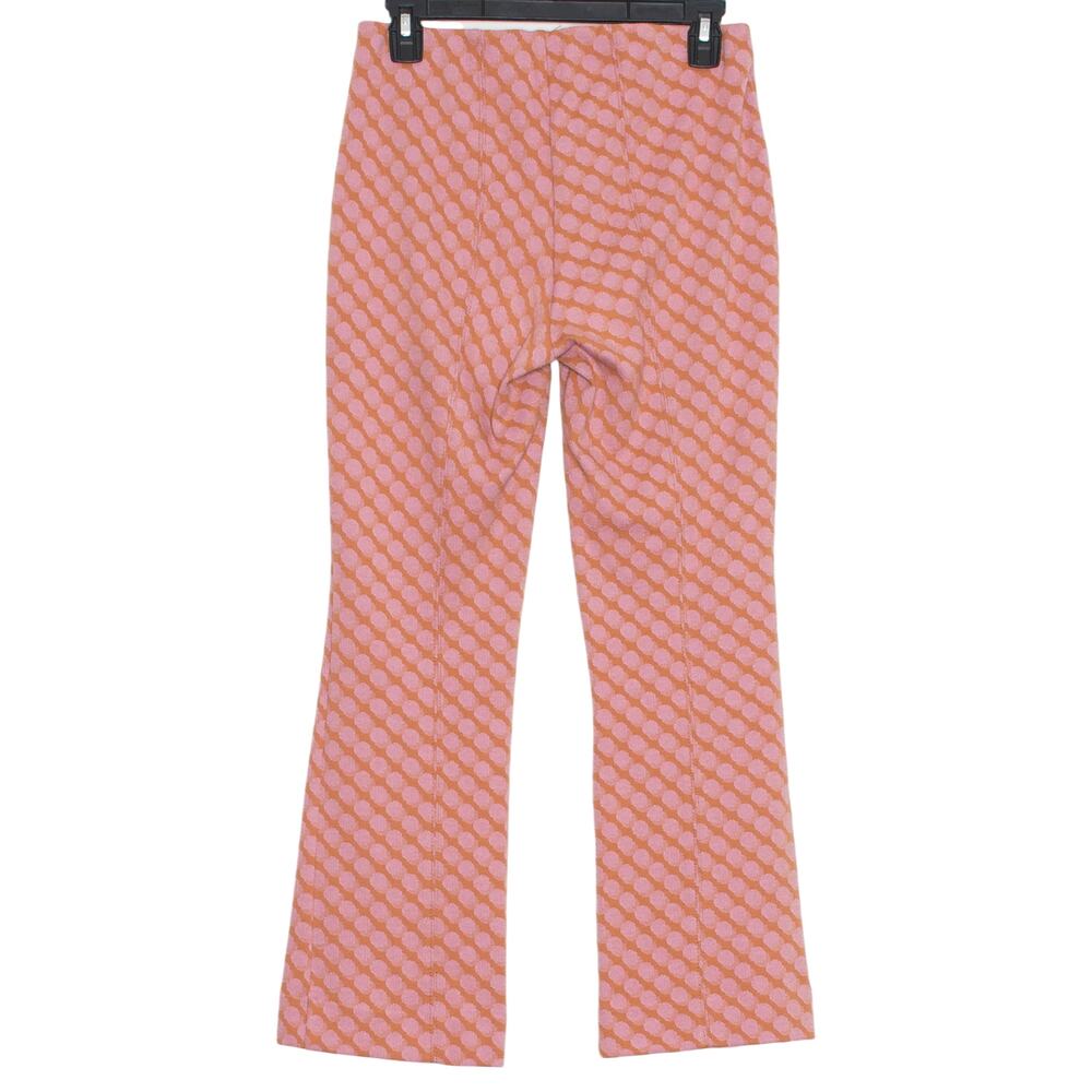 Maeve Anthropologie High Rise Pull On Crop Kick Flare Pants Pink Orange XS Mod - Picture 2 of 4